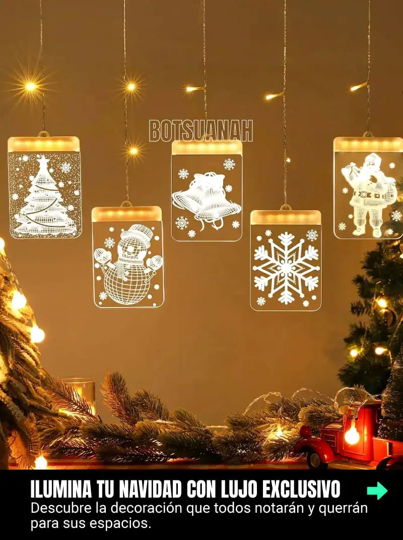 CORTINA DE LUCES NAVIDEÑAS 3D PLACAS DE LUJO