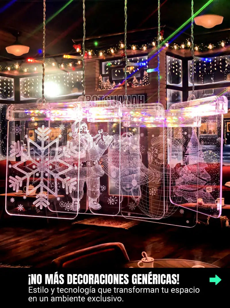 CORTINA DE LUCES NAVIDEÑAS 3D PLACAS DE LUJO
