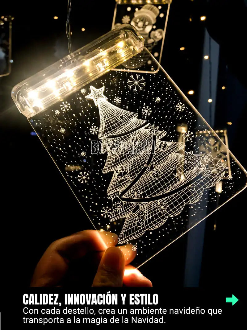 CORTINA DE LUCES NAVIDEÑAS 3D PLACAS DE LUJO