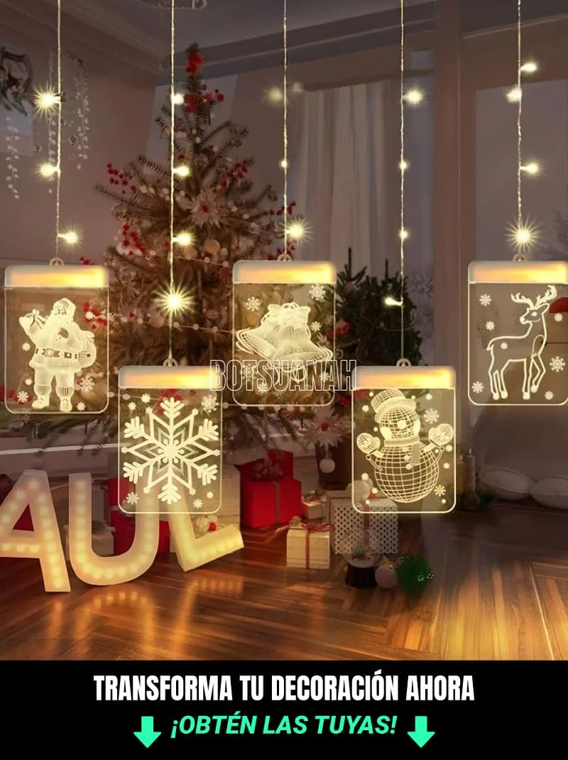 CORTINA DE LUCES NAVIDEÑAS 3D PLACAS DE LUJO