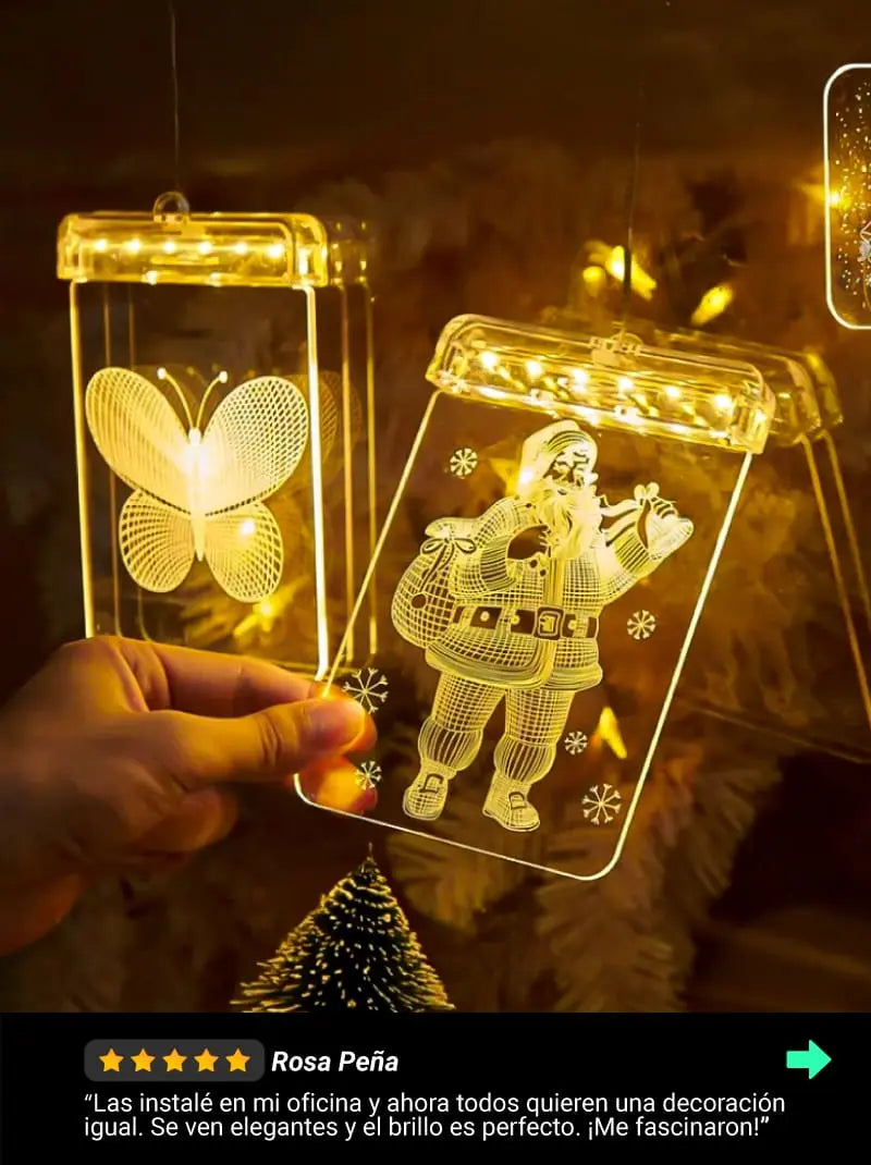 CORTINA DE LUCES NAVIDEÑAS 3D PLACAS DE LUJO