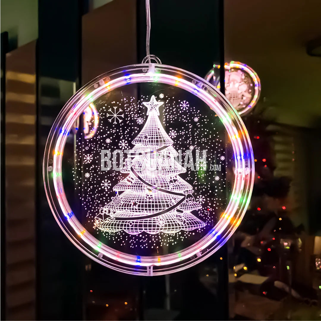 Cortina de Luces Navideñas 3D con Aros de Lujo