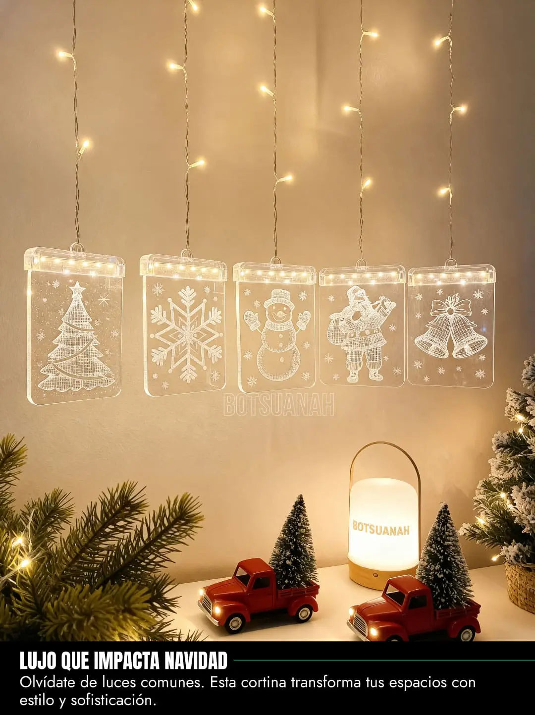 Cortina Navideña 3D con Placas de Lujo