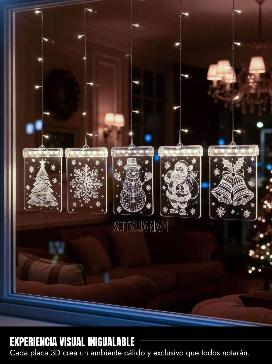 Cortina Navideña 3D con Placas de Lujo