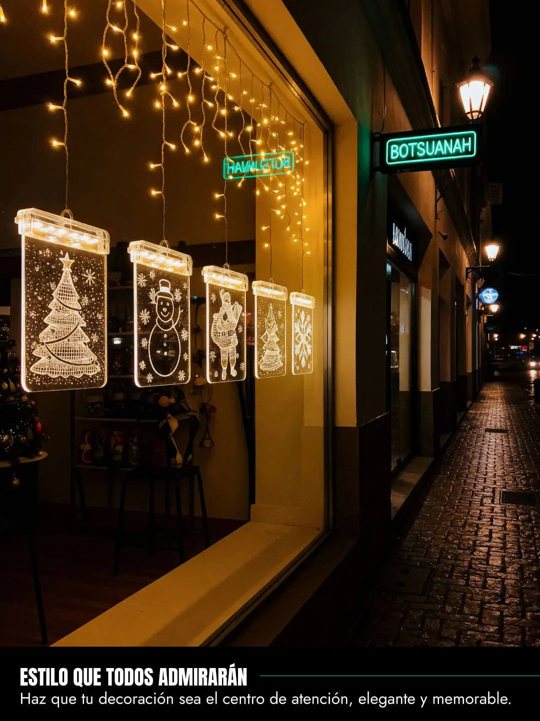 Cortina Navideña 3D con Placas de Lujo