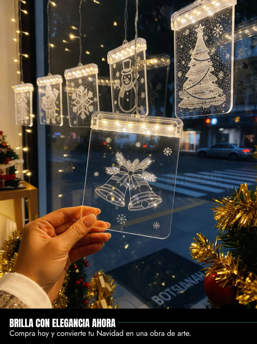 Cortina Navideña 3D con Placas de Lujo